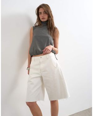 TOPSHOP Denim Barrel Jort - Natural