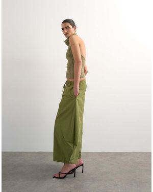 TOPSHOP Techy Oversized Ovoid Mid Length Trouser - Green