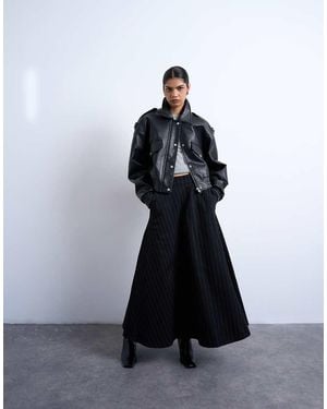 TOPSHOP Denim Circle Skirt - Black