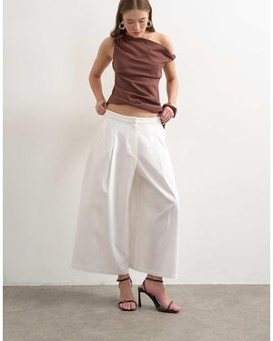 TOPSHOP Linen A-line Culottes - White