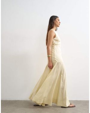 TOPSHOP Dropped Waist Full Circle Hem Midi Dress - Natural