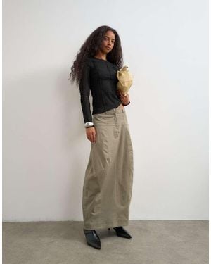TOPSHOP Twill Drop Waist Cargo Maxi Skirt - Grey