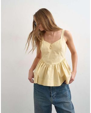 TOPSHOP Peplum Stitch Detail Cami - Natural