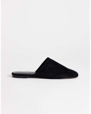 TOPSHOP Lillie Real Suede Round Toe Flat Shoe - Blue