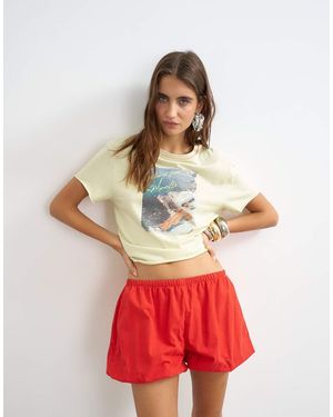 TOPSHOP Poplin Bubble Short - Red