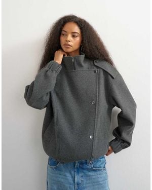 TOPSHOP Formal Bomber Jacket - Grey