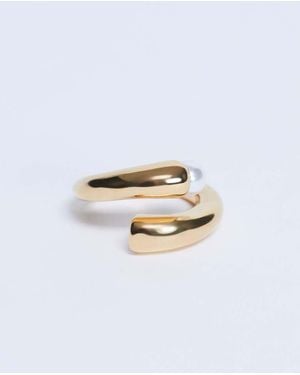 TOPSHOP Rachel Stainless Steel Pearl Detail Ring - White