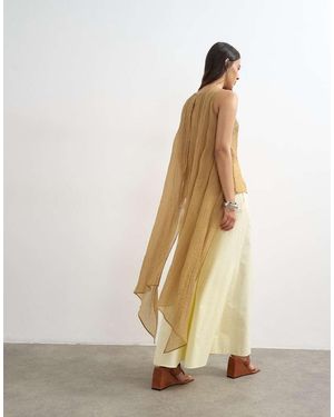 TOPSHOP Sheer Cape Detail Top - Natural