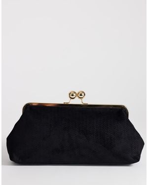 TOPSHOP Annie Medium Suedette Weave Clutch - Black