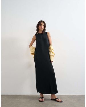 TOPSHOP Drop Armhole Rib Maxi Dress - White
