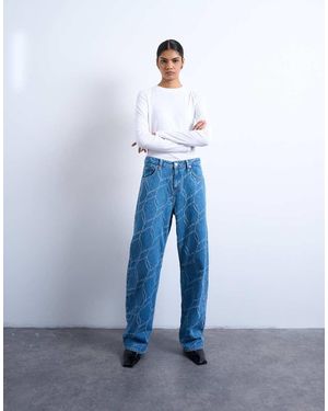 TOPSHOP Textured Barrel Jean - Blue