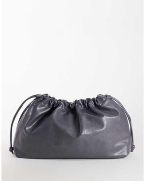 TOPSHOP Chloe Oversized Ruched Pouch Clutch Bag - Grey