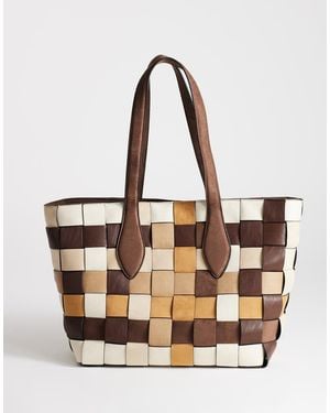 TOPSHOP Myla Large Patchwork Tote - Natural