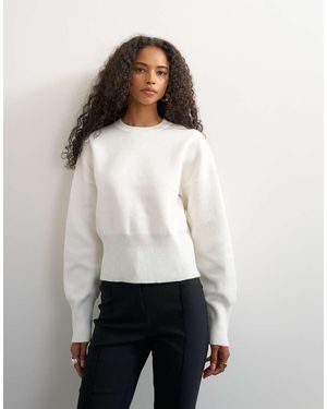 TOPSHOP Knitted Clean Cinch Waist Batwing Sleeve Jumper - White