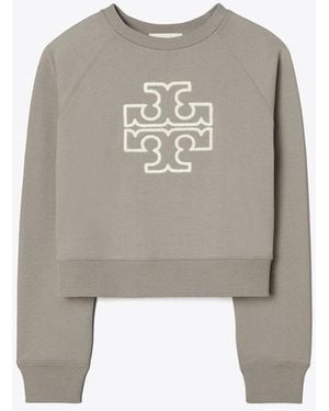 Tory Sport Tory Burch Chenille Logo Crewneck - Gray