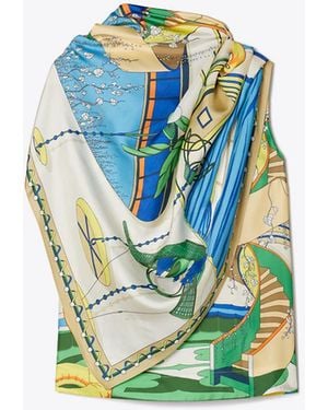 Tory Burch Damen Bedrucktes Capeoberteil Aus Seide - Blau