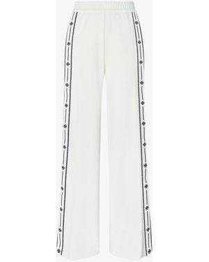 Tory Sport Tory Burch Embroidered Logo Nylon Track Pant - White
