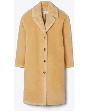 Tory Burch Mantel Aus Lammfellimitat - Natur