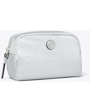 Tory Burch Virginia Metallic Curved Cosmetic Case - White