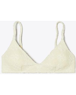 Tory Burch Damen Logo Bikinioberteil Aus Terry - Weiß