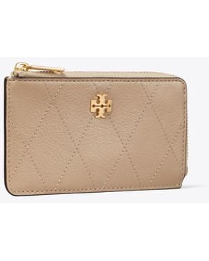 Tory Burch Damen Gestepptes Charlie Kartenetui Mit Reißverschluss - Natur