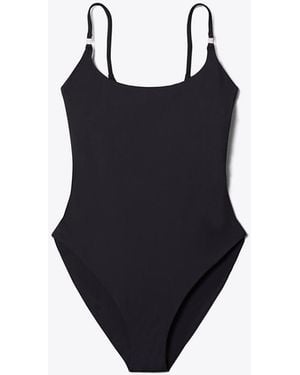Tory Burch Damen Einfarbiger Badeanzug - Schwarz