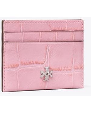 Tory Burch Damen Charlie Kartenetui Mit Krokoprägung - Pink