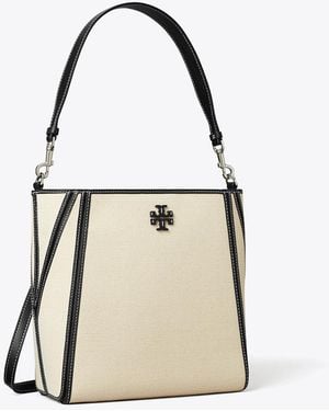 Tory Burch Mcgraw Canvas Bucket Bag - White