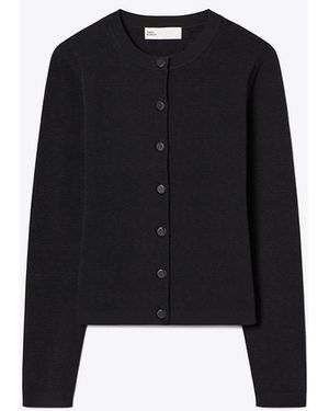 Tory Burch Damen Pointelle-Cardigan Aus Viskose - Schwarz
