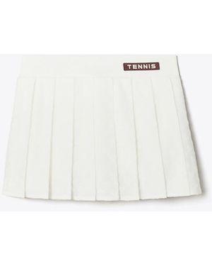 Tory Sport Damen Kurzer Tennisrock Aus Terry-Jacquard - Weiß