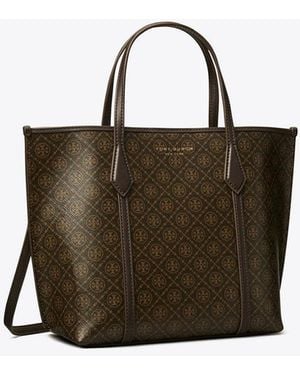 Tory Burch Small Perry Coated Canvas Tote - Brown
