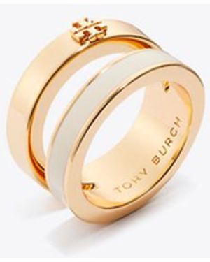 Tory Burch Icon Doppelring Aus Emaille - Weiß