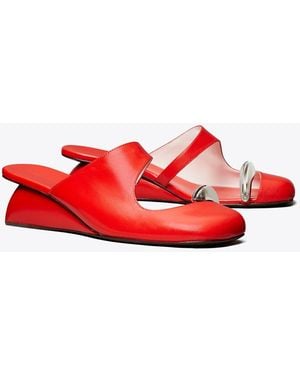 Tory Burch Pierced Mule Wedge - Red