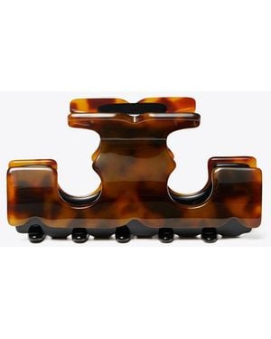 Tory Burch Serif-T Hair Clip - Brown