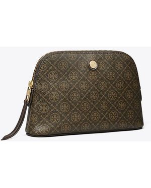 Tory Burch Damen Kleines Dome Kosmetiketui Aus Beschichtetem Canvas Mit T-Monogramm - Grün