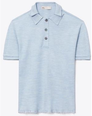 Tory Burch Oversize-Poloshirt Aus Seide - Blau