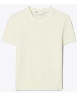 Tory Burch T-Shirt Aus Kaschmir Und Seide - Weiß