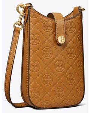 Tory Burch T Monogram Leather Phone Crossbody - Brown