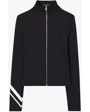 Tory Burch Chevronjacke Mit Durchgehendem Reißverschluss - Schwarz