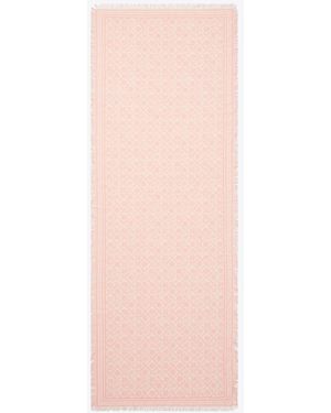 Tory Burch Damen Länglicher Schal Mit T-Monogramm Und Blumenmuster - Pink