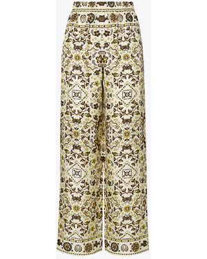 Tory Burch Damen Bedruckte Seidenhose - Mettallic