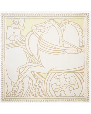 Tory Burch Damen Quadratisches Seidentuch Mit Trocadero Horses Print - Natur