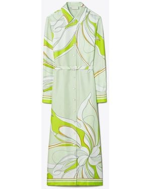 Tory Burch Printed Silk Shirtdress - Green