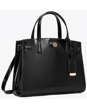 Tory Burch Small Robinson Spazzolato Satchel - Black