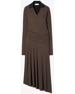 Tory Burch Jersey Collared Dress - Brown