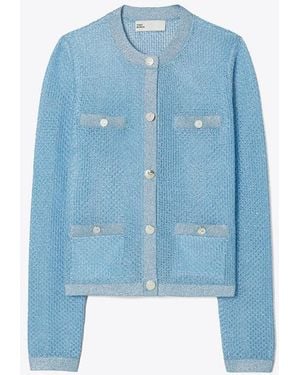 Tory Burch Kendra Mesh Cardigan - Blue