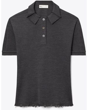 Tory Burch Oversize-Poloshirt Aus Seide - Schwarz