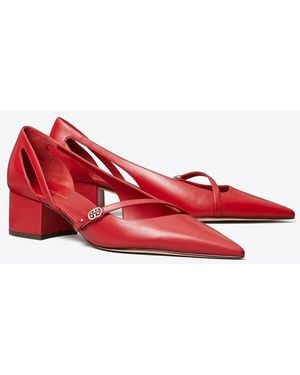 Tory Burch Damen D'Orsay Pumps Mit Doppel-T-Schnalle - Rot