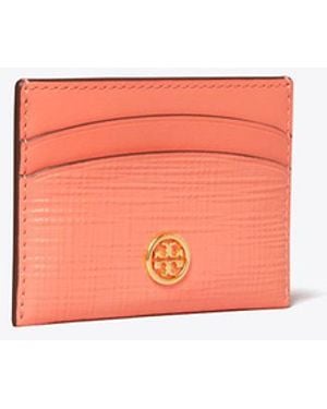 Tory Burch Robinson Crosshatched Card Case - Red