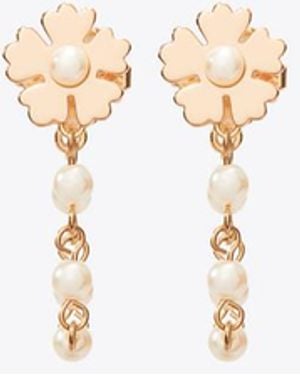 Tory Burch Forget Me Not Perlenohrringe Mit Kette - Mettallic